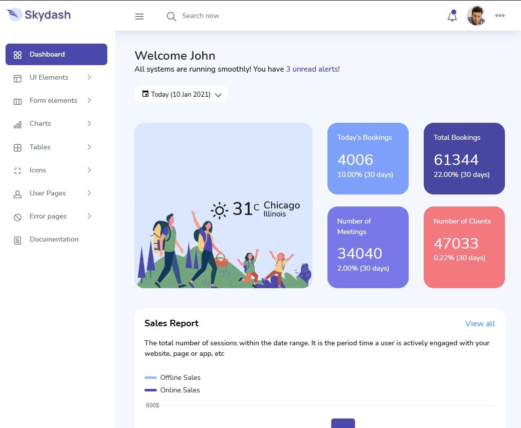 Skydash – Dashboard Website Template